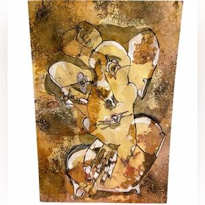 Mid-Century Modern Abstract Figure Painting – Signed – 22x15 - Unframed